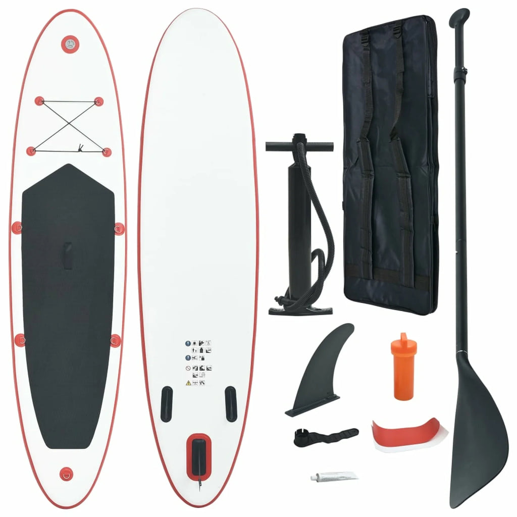 Red and White Inflatable Paddle Board Set R6537