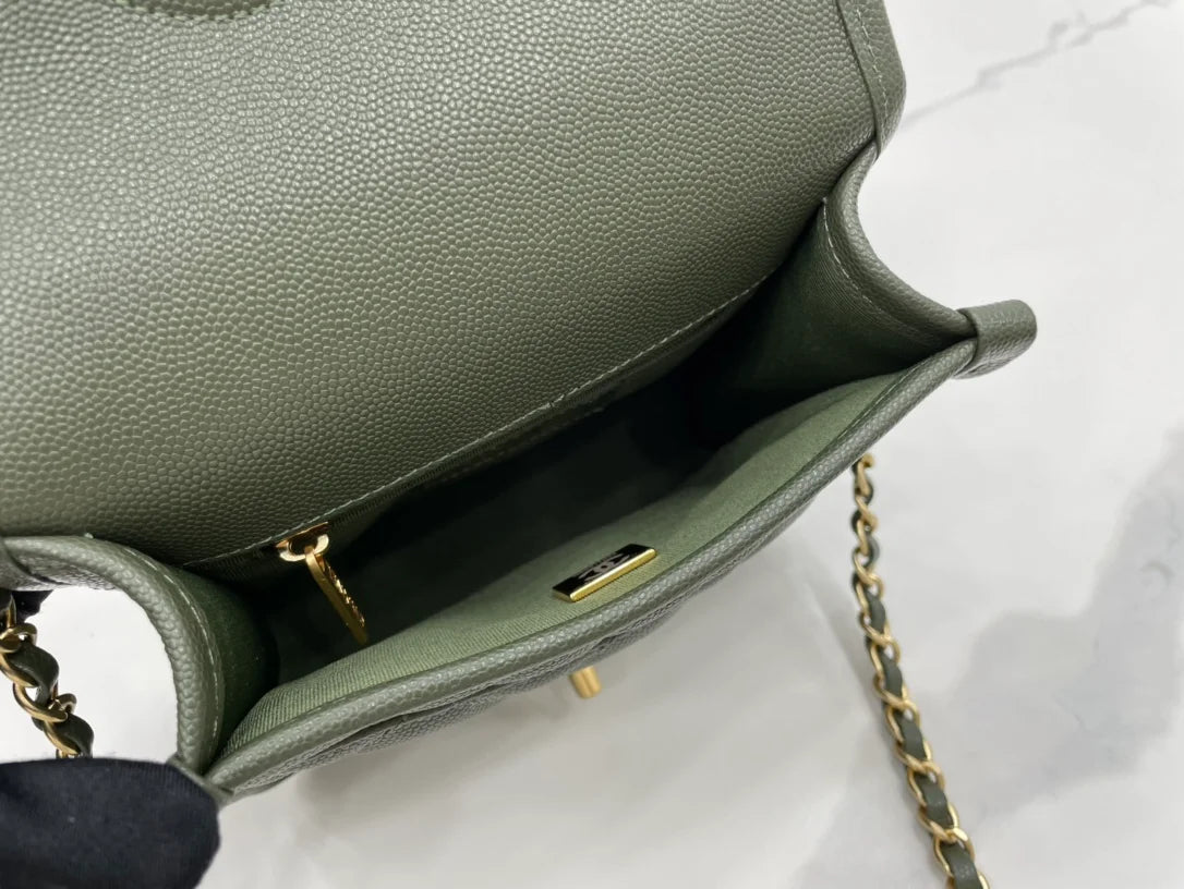 Dark Green Flap Bag Q903