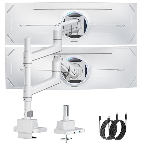 17-57 Inch Dual Ultrawide Aluminum Gas Spring Monitor Arm, Black F901706