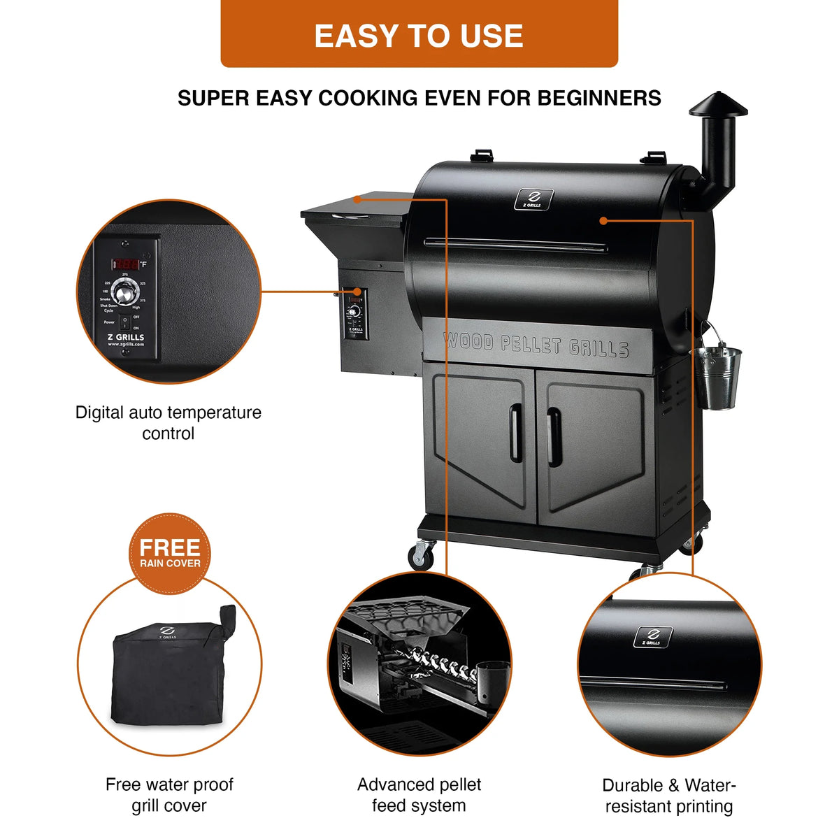 Black Pellet Grill & Smoker U9841