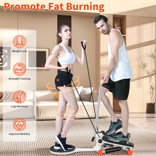 Mini Twist Stepper with Resistance Bands, 330LBS Weight Capacity, Adjustable Twist Table, LCD Monitor J6711