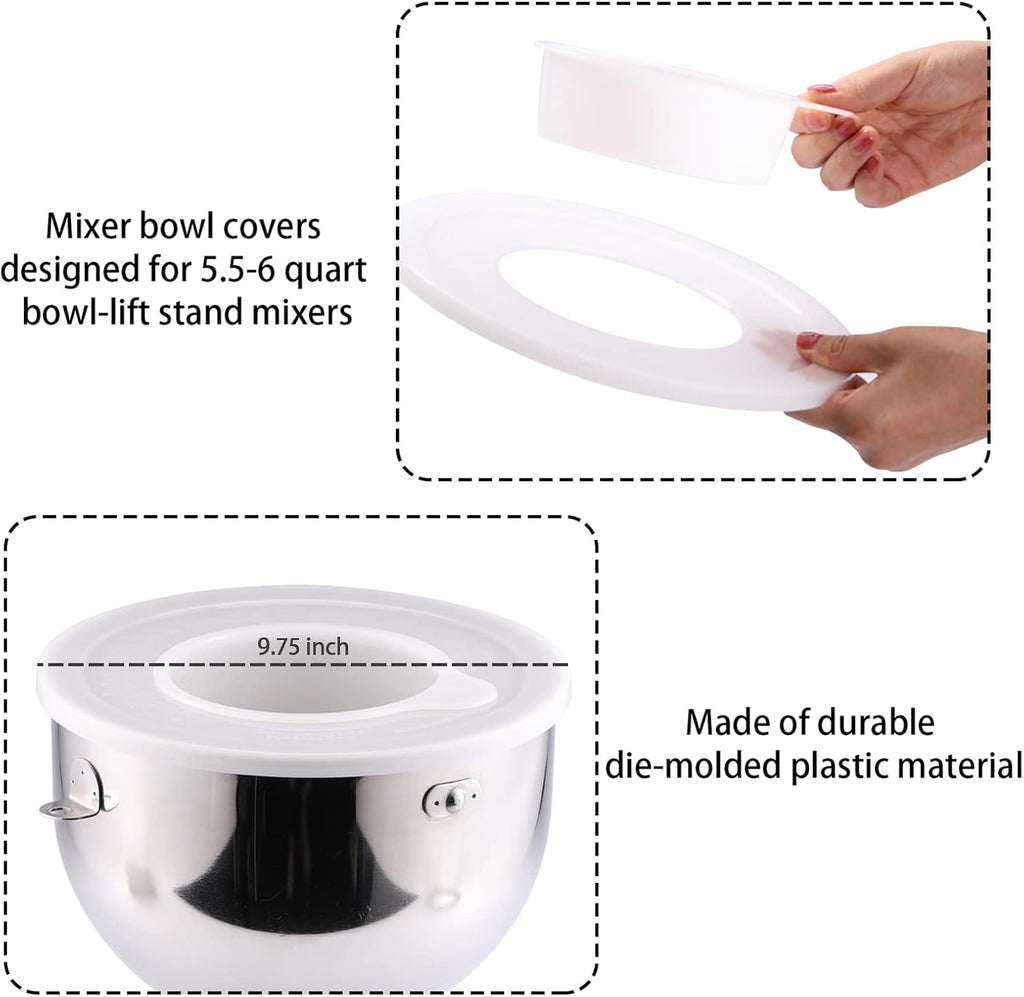 2 Pack Mixer Bowl Lid Covers for KitchenAid 5.5-6 Quart Bowls Z5470