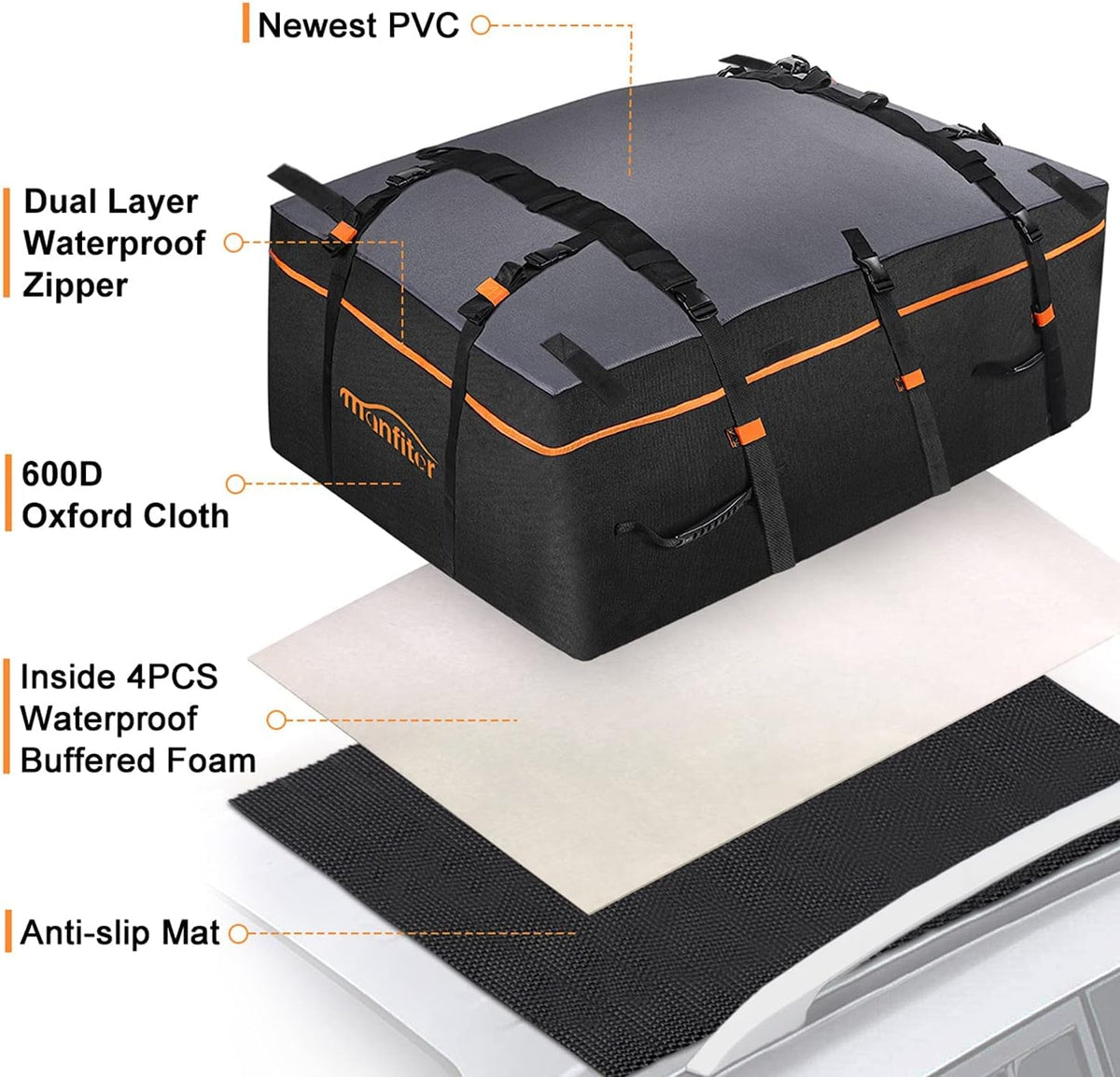 21 Cubic Feet Waterproof Rooftop Cargo Carrier N26232