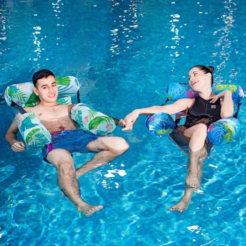 Inflatable Pool Chair Float 2 Pack Adjustable Floating Lounge Chairs O91546