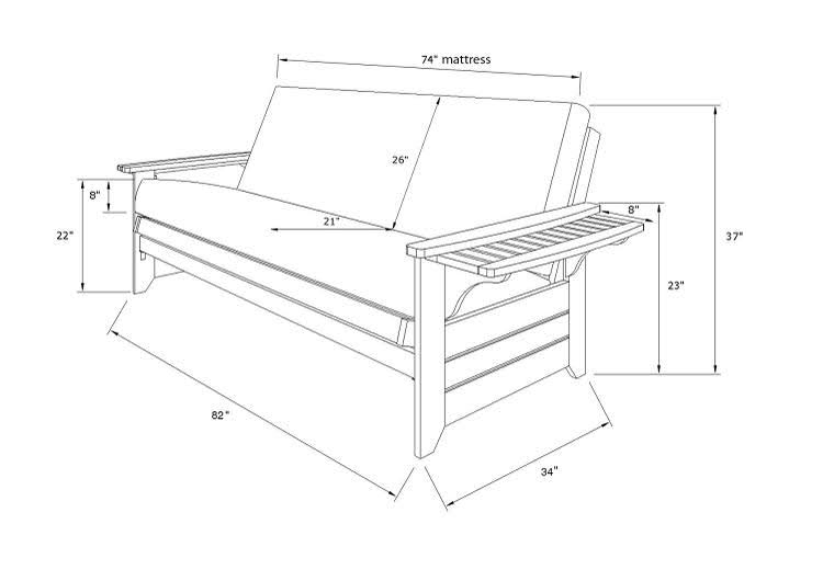 Full Futon with Mattress and Storage Drawers B7157