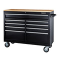 Black 9-Drawer Mobile Storage Cabinet with Solid Wood Top N5716