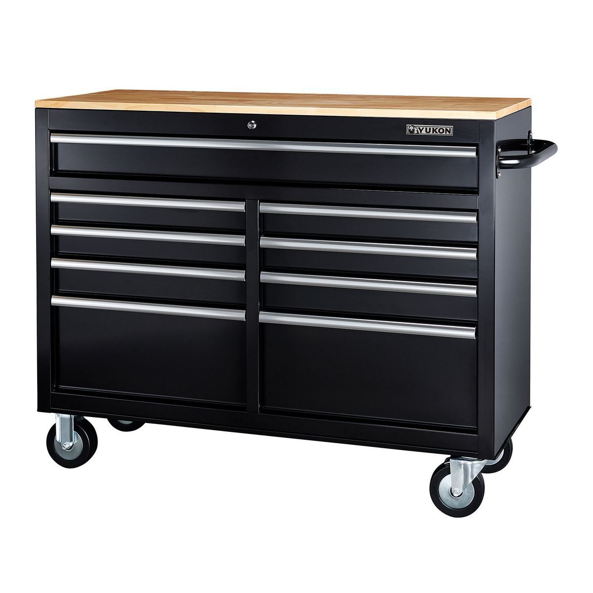 Black 9-Drawer Mobile Storage Cabinet with Solid Wood Top N5716