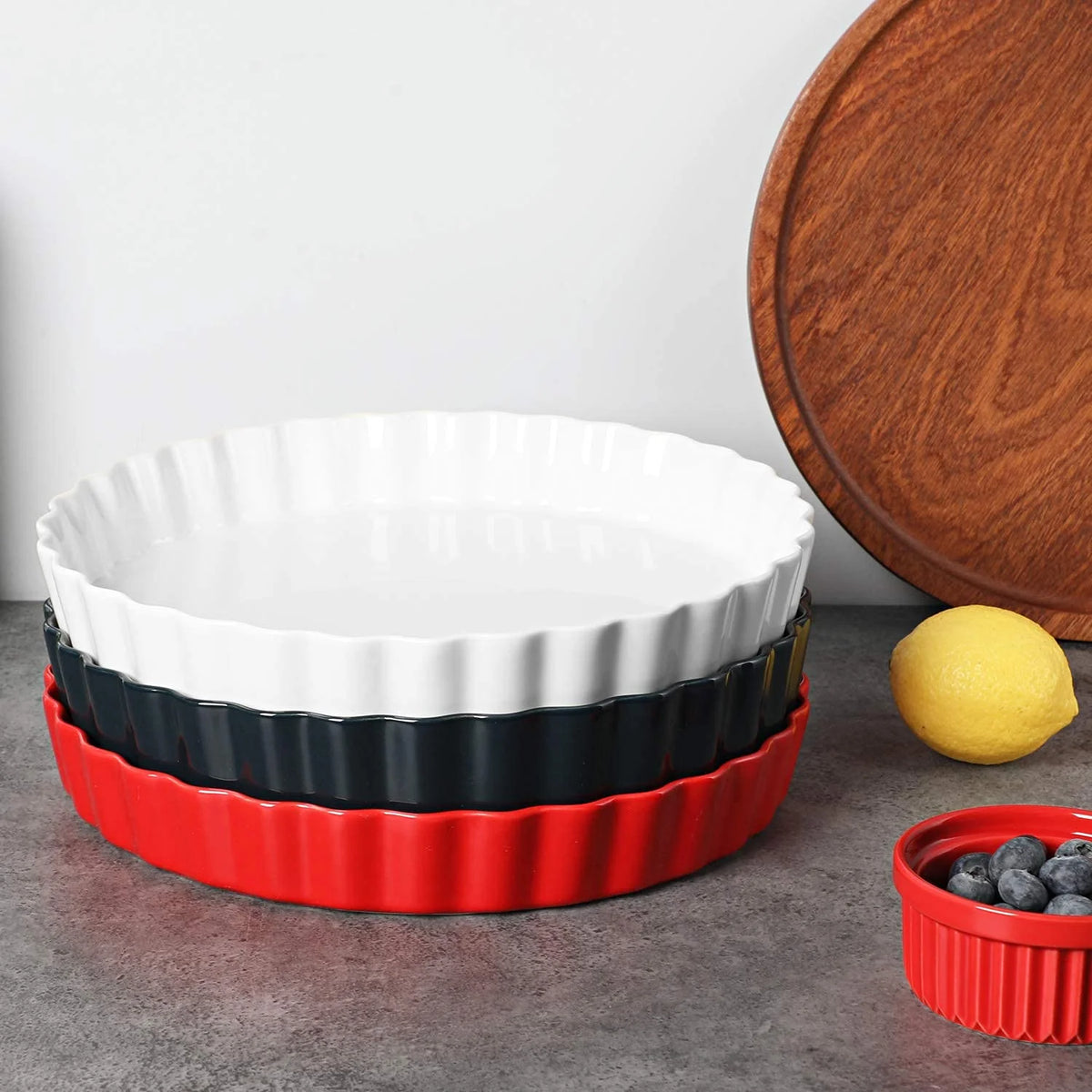 Ceramic Round Pie Pans Oven Safe 11 Inches Set of 2 P845330