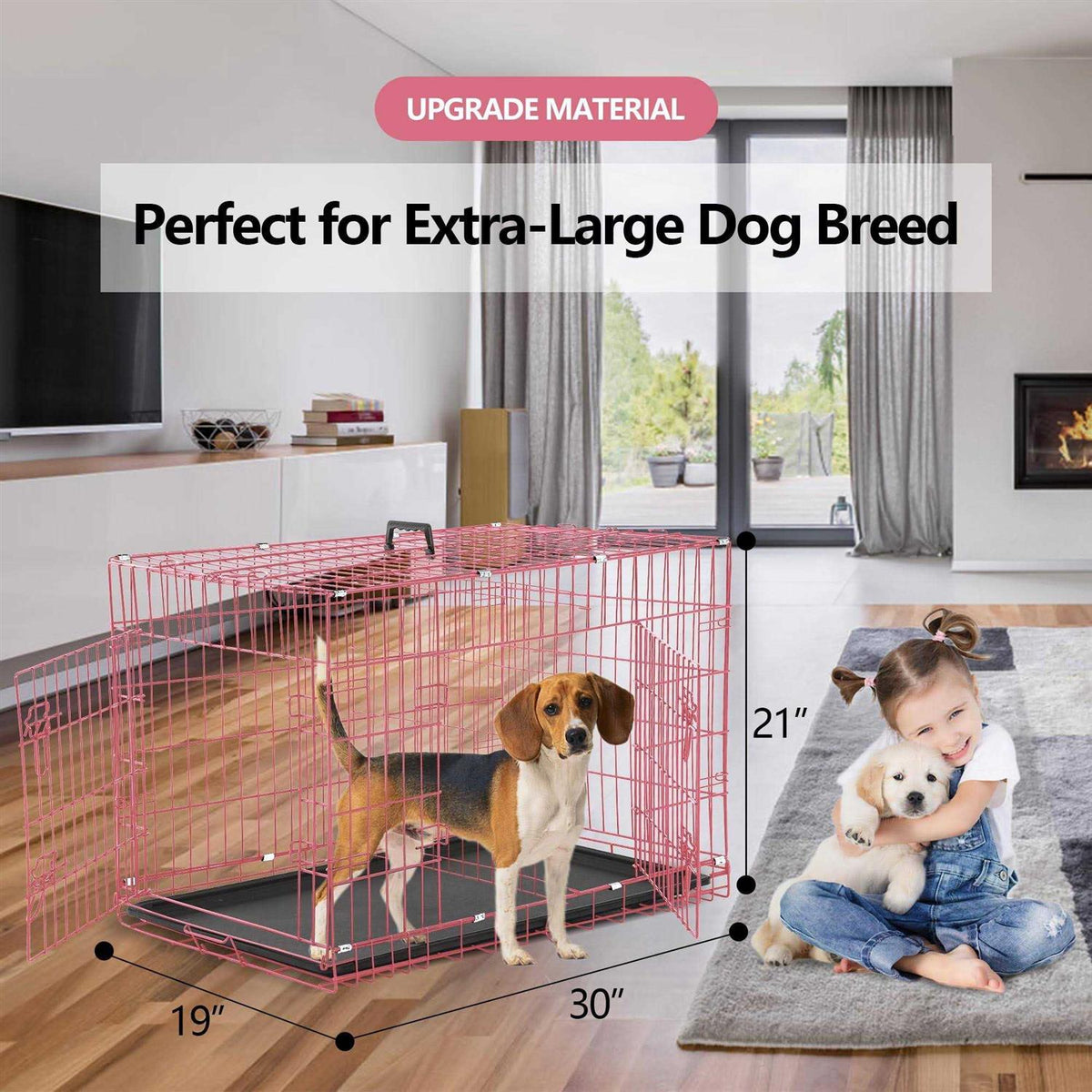 Folding Dog Cage Double Door C1363