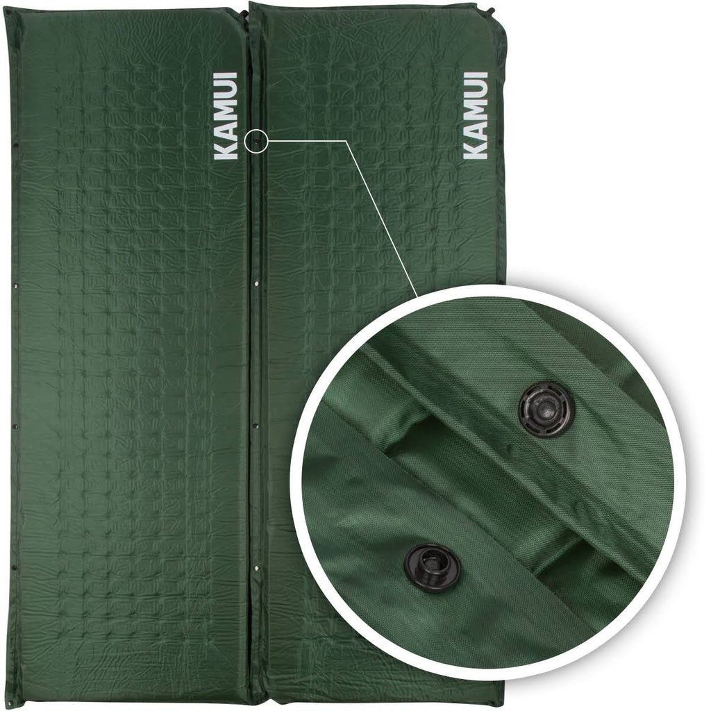 Green Self Inflating Sleeping Pad 2 inch Thick Foam Connectable J827