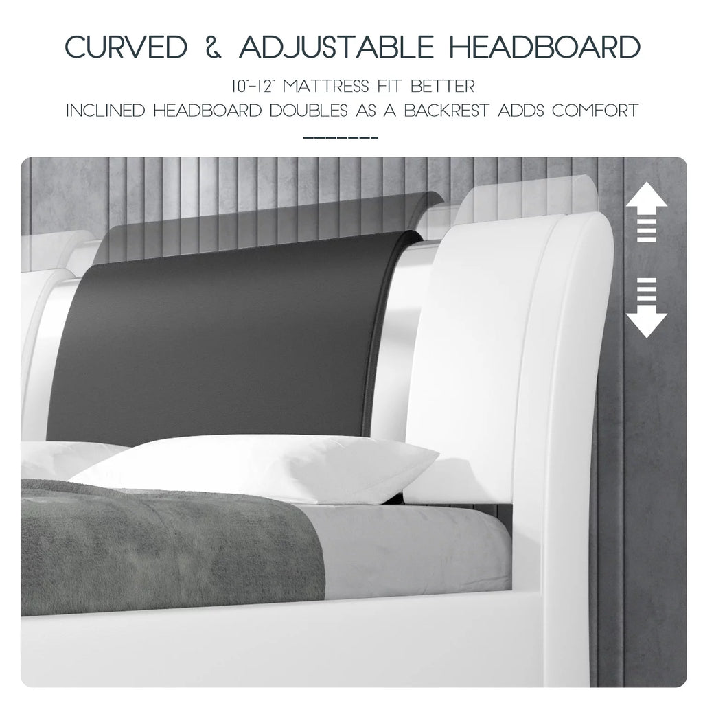 King Size Bed Frame with Adjustable Headboard C973