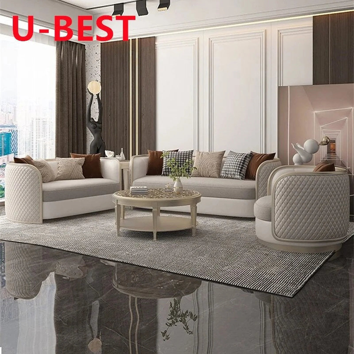 3 Seat Sofa Cum Bed Wooden Curved Couch K929
