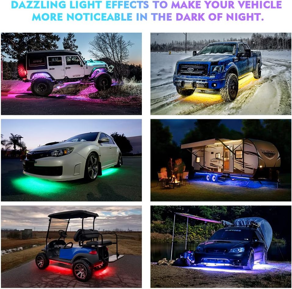 4 PCS RGB LED Car Underglow Light Kit with Wireless Remote Z898