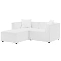White Fabric Outdoor Loveseat Chaise Sofa I5592