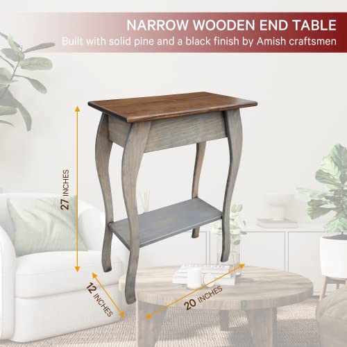 Mocha Wooden End Table with 2-Tiered Shelves W52900