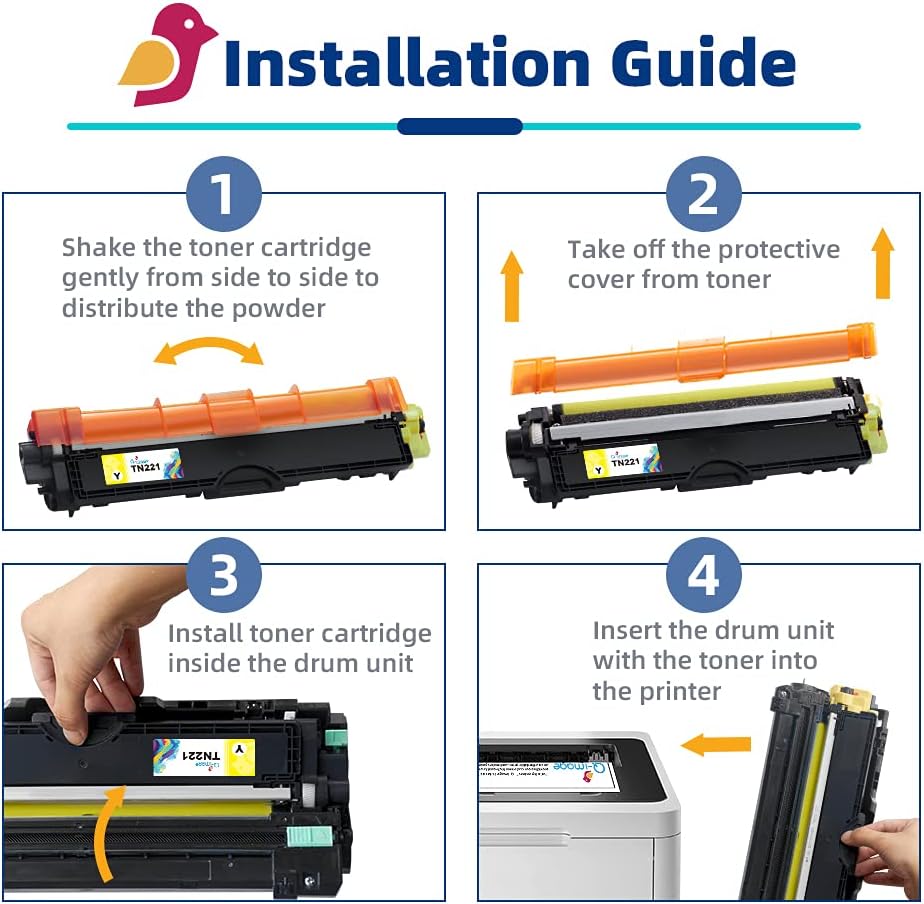 Compatible Toner Cartridge 5-Pack for Brother TN221 TN225 (2 Black, 1 Cyan, 1 Magenta, 1 Yellow) B96808
