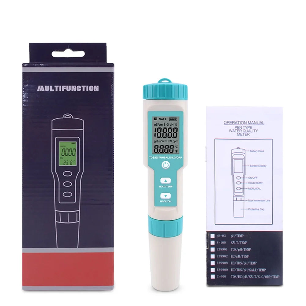 Salinity Monitor, 7 In 1 Pocket Water Quality Tester L693