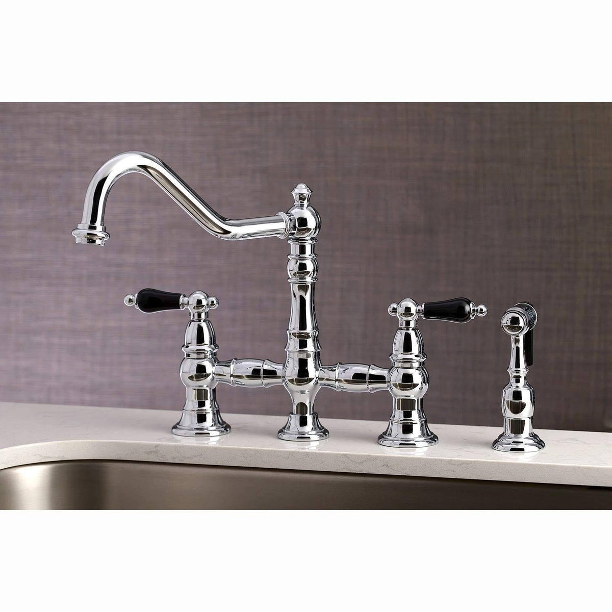 Polished Chrome Kitchen Faucet with Brass Sprayer F457761
