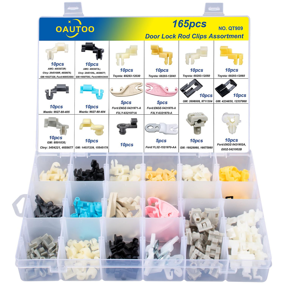 165pcs Door Lock Rod Clips Assortment T7027