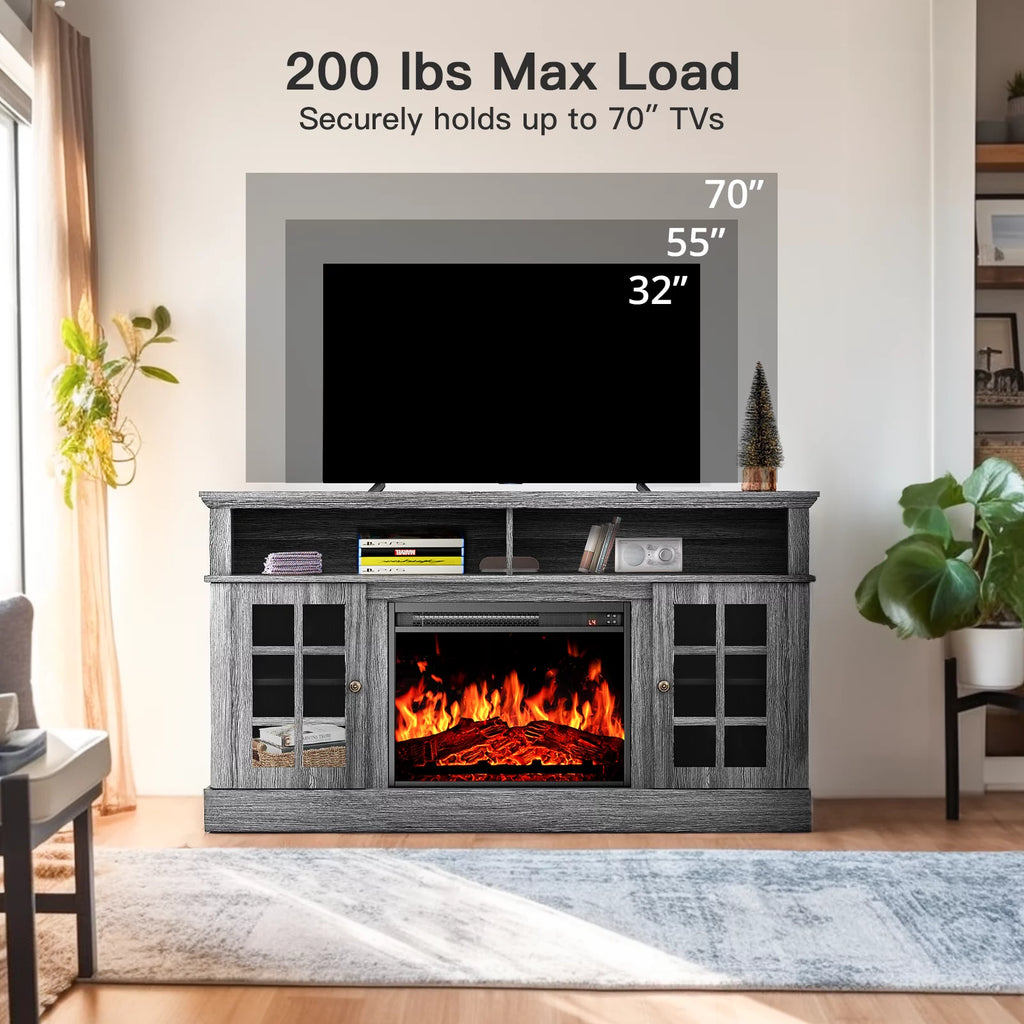 Electric Fireplace TV Stand with Adjustable Shelves Y540