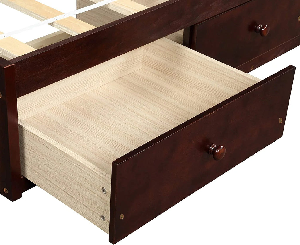 Cherry Wood Storage Bed with 3 Drawers V7362