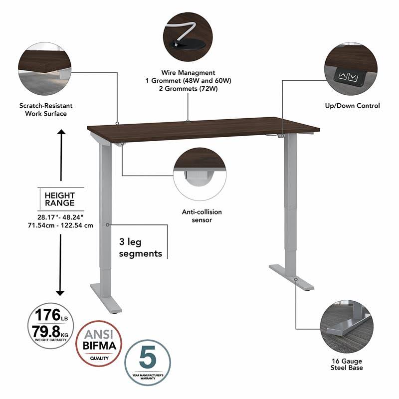 Electric Height Adjustable Standing Desk in Black Walnut G872