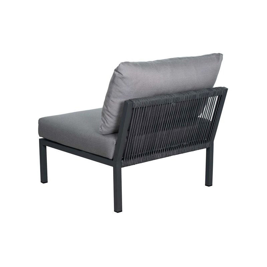 Modern Aluminum Sectional Armless Chair in Dark Gray and Pebble J956