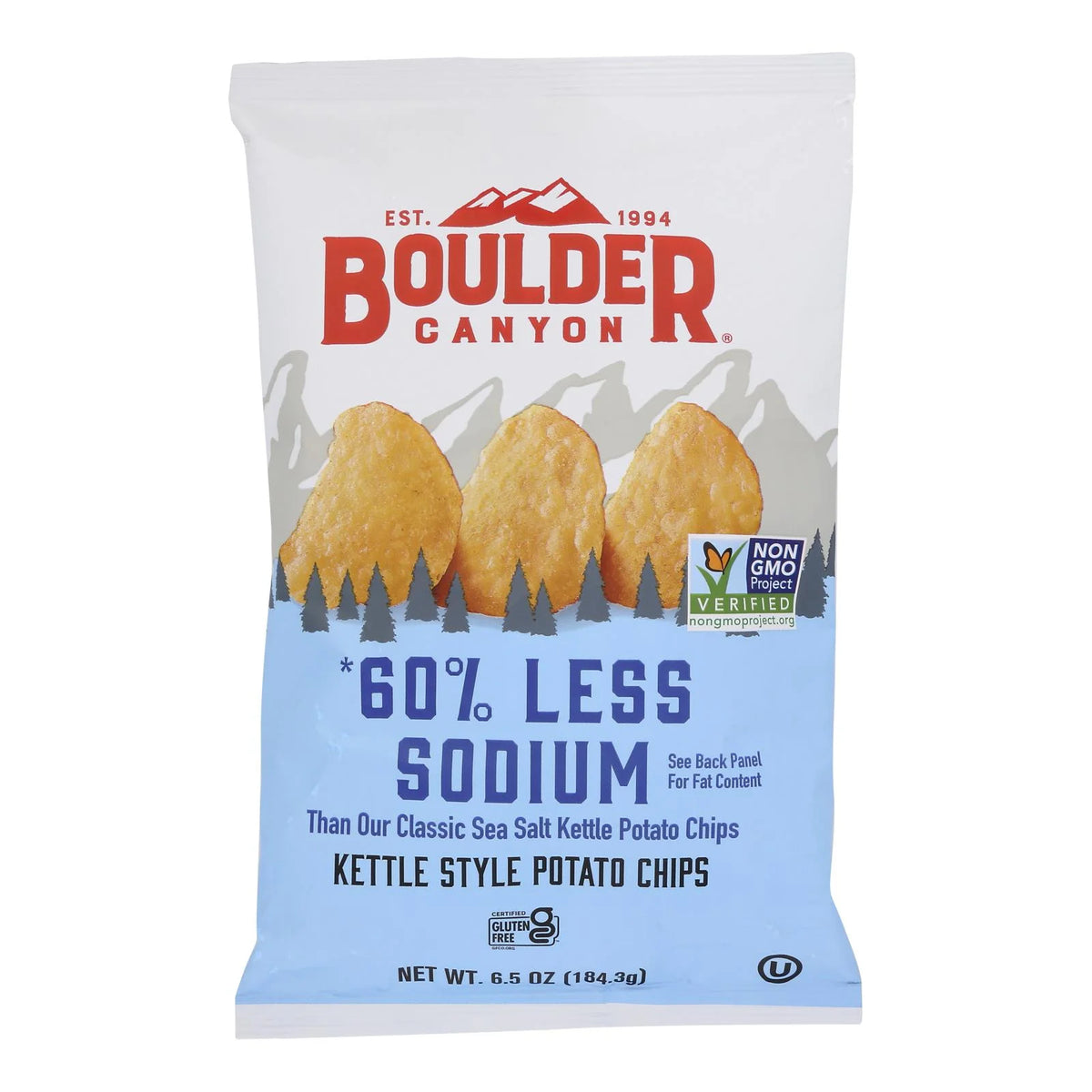 Kettle Cooked Potato Chips, 60% Lower Sodium - Case of 12 - 6.5 OZ O6658