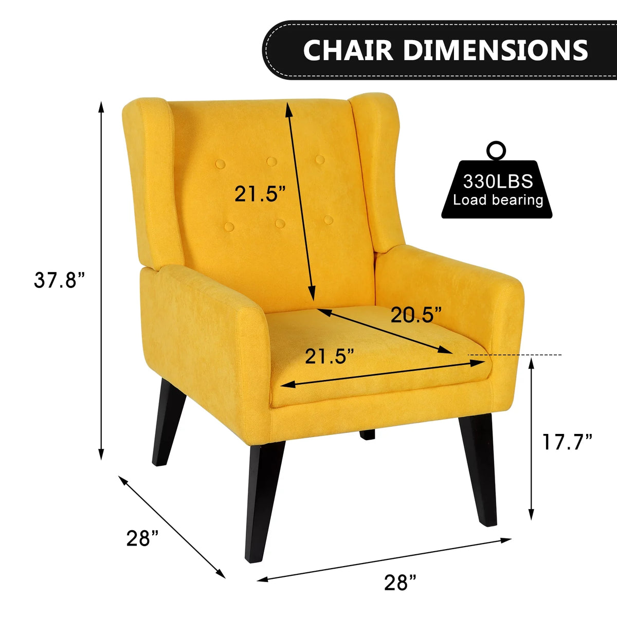 Yellow Tufted Fabric Accent Chair Z926026