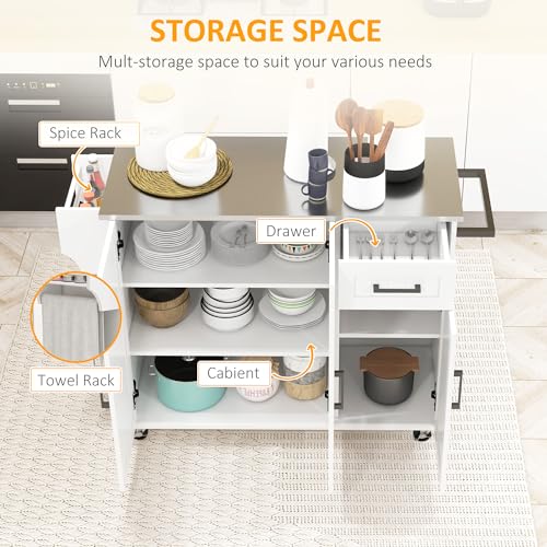 Black Rolling Kitchen Island with Storage T6195