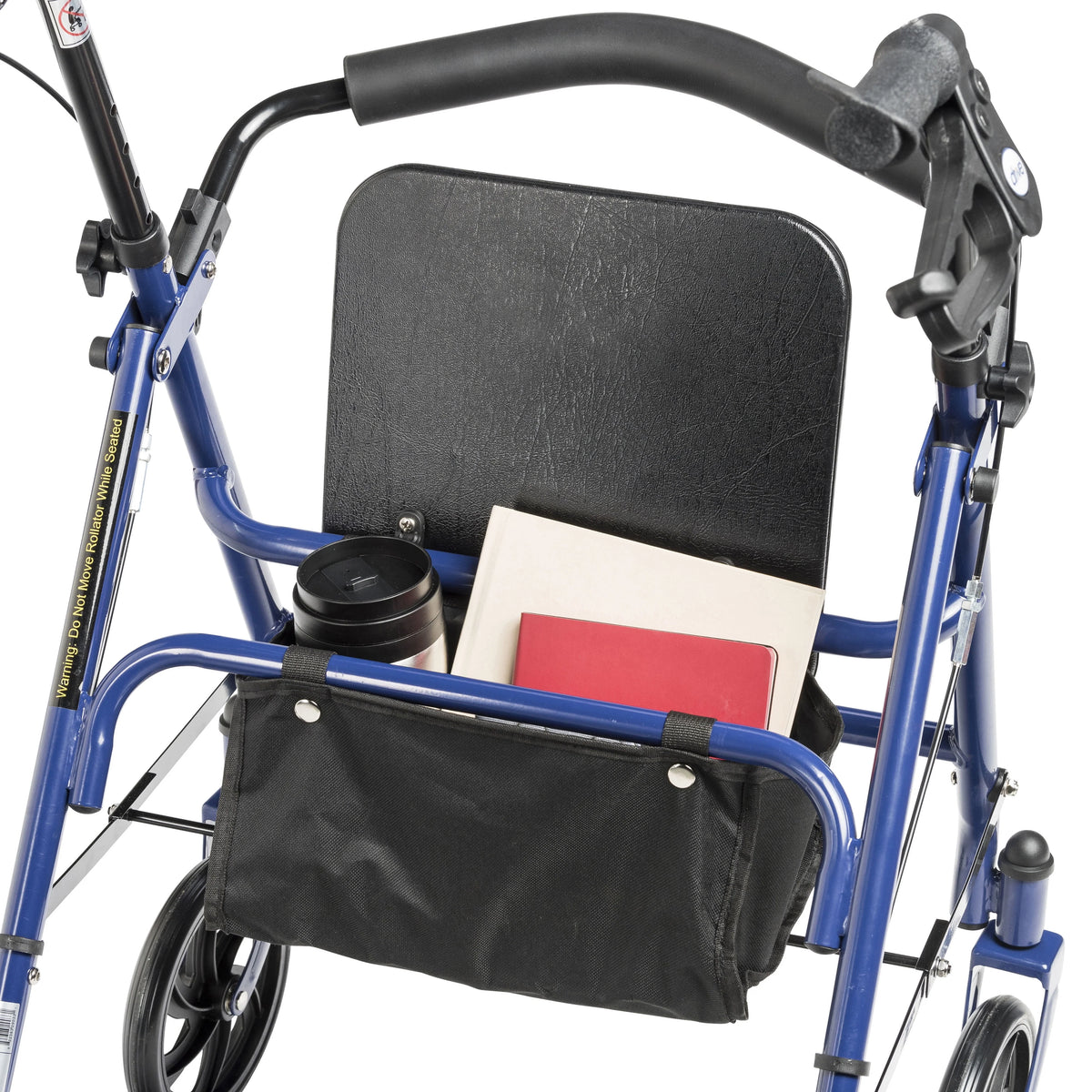 Blue Four Wheel Rollator Rolling Walker with Fold Up Removable Back Support N523
