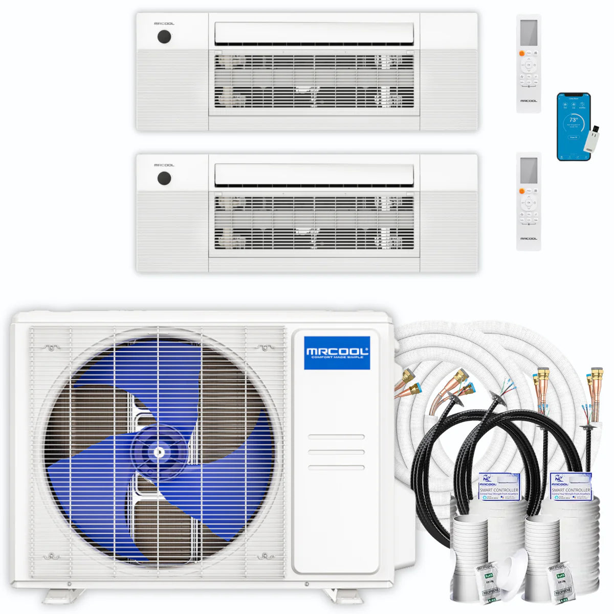 30,000 BTU 2 Zone Ceiling Cassette Ductless Air Conditioner and Heat Pump J3801