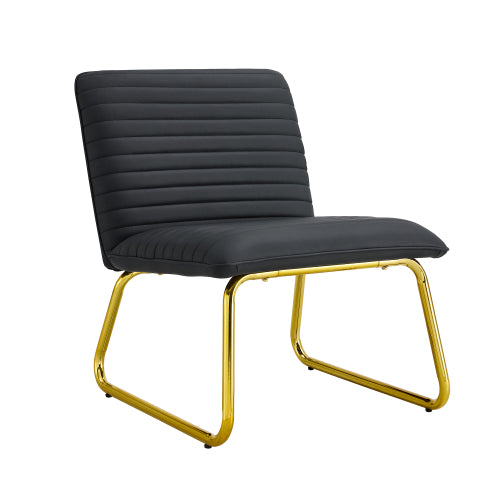 Black Armless Sofa Chair with PU Backrest and Golden Metal Legs G524791