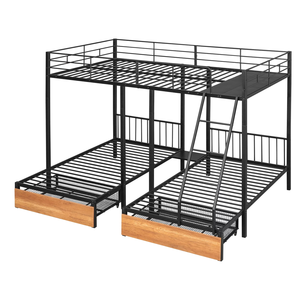 Black Metal Triple Bunk Bed with Drawers X139453