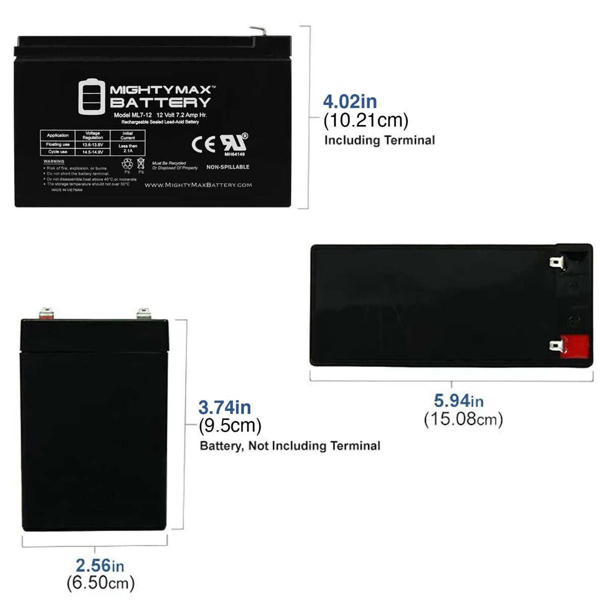 12 Volt 7 Amp Hour Alarm Battery S123846