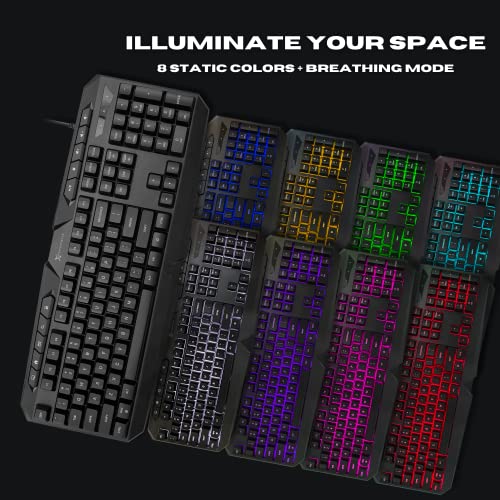 4 in 1 RGB Gaming Keyboard and Mouse Combo with Headset and Mouse Pad U7129