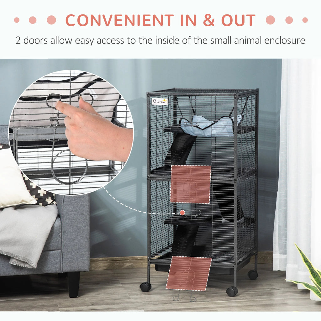 Small Animal Cage with 4 Platforms and Removable Tray Q49680