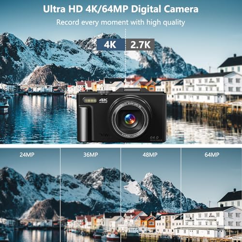 Black 4K Compact Digital Camera with 32GB TF Card B5192