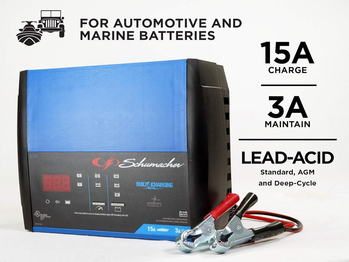 Fully Automatic 15 Amp 3 Amp 6V 12V Battery Charger Maintainer and Auto Desulfator P344