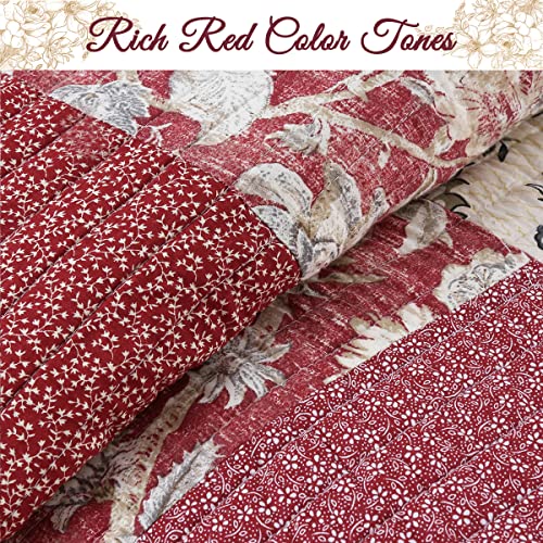 King 3 Piece 100% Cotton Reversible Patchwork Coverlet Bedding Set V836931