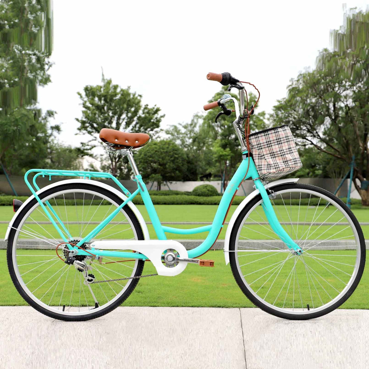 7 Speed 26 Inch Cruiser Bike with Basket U298186