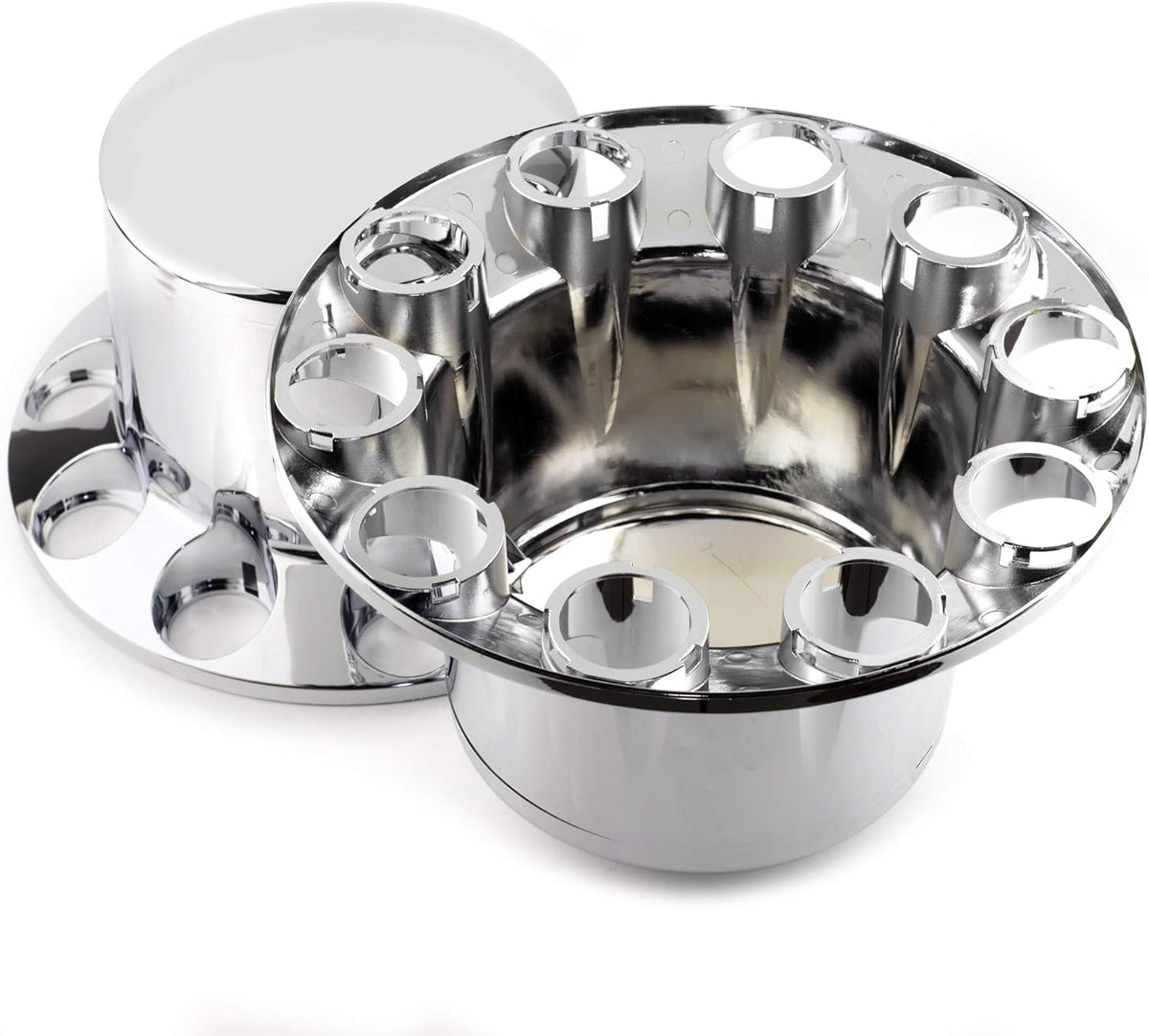 1PC Chrome Axle Wheel Cover Hub Caps Kit with Screw-on Lug Nuts for Semi Truck H723147