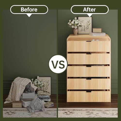 Natural Oak 5 Drawer Wood Dresser Z61746