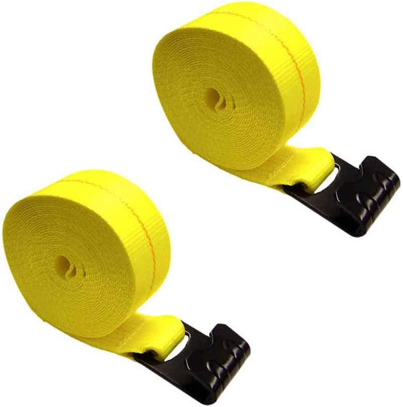 3 Inch x 30 Foot Yellow Winch Strap with Flat Hook 2 Pack G3274