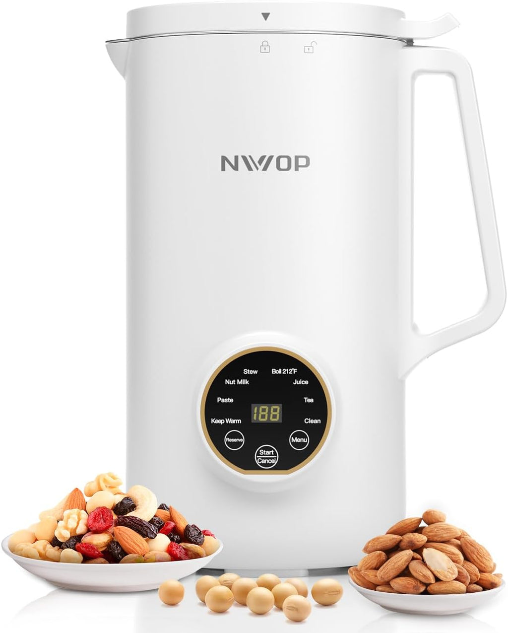 6 IN 1 Nut Milk Maker Machine, 28 oz Soy Milk Maker with 10 Blades 12H Timer Self-Cleaning H711666