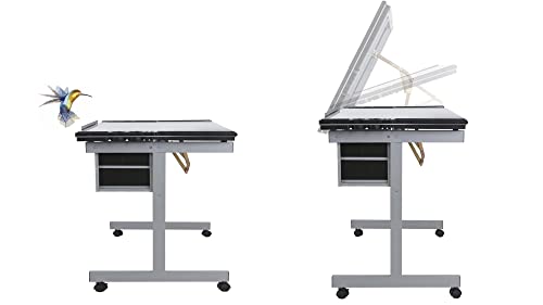 Silver Adjustable Glass Drafting Table T85977