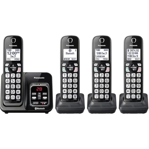 Metallic Black Cordless Phone System with 3 Handsets P94571