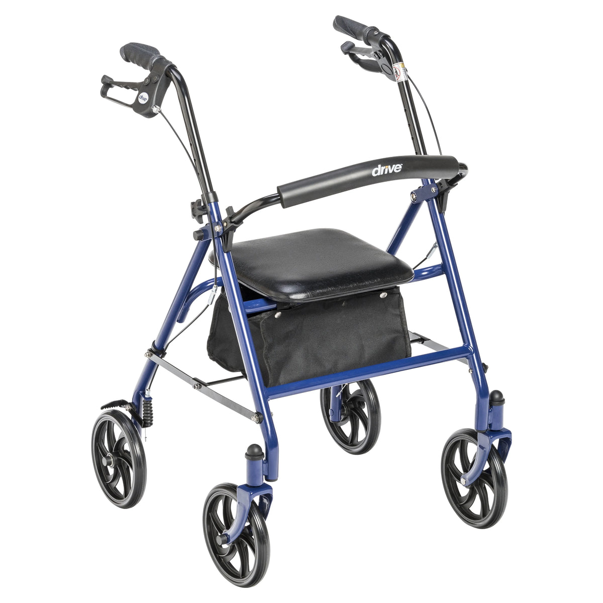 Blue Four Wheel Rollator Rolling Walker with Fold Up Removable Back Support N523