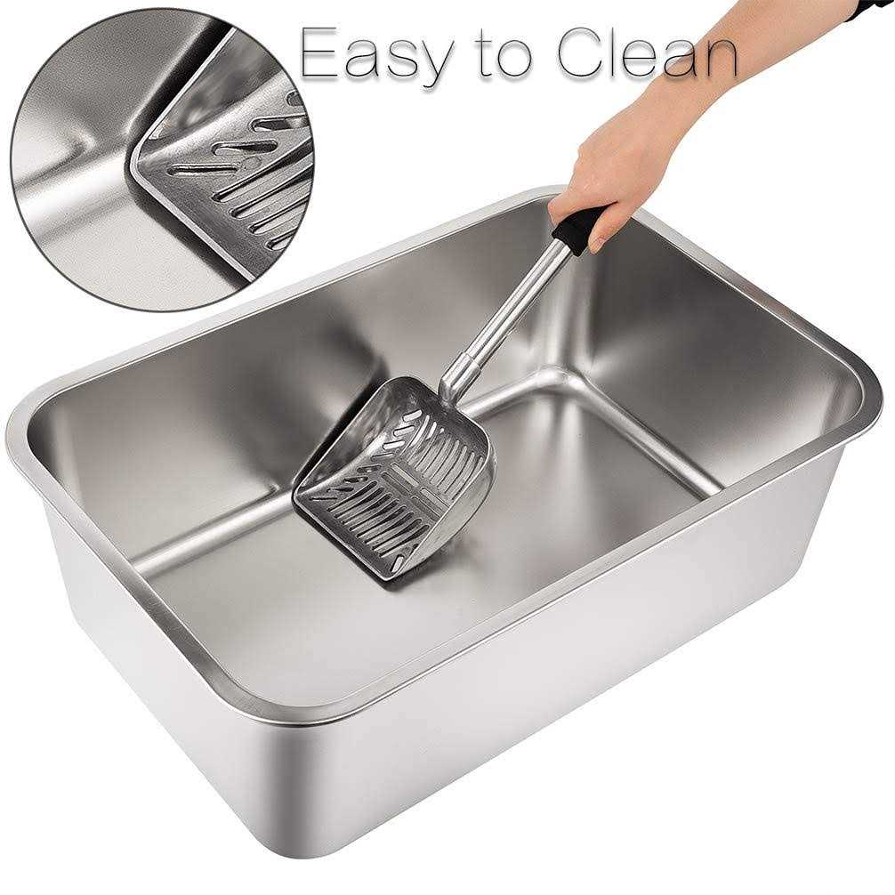 Stainless Steel Litter Box with 8in High Sides Y310