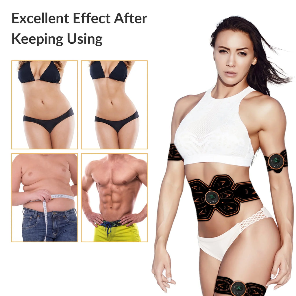 Rechargeable EMS Muscle Stimulator with 16 Gel Pads J55082
